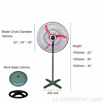 Ventilador de pedestal industrial de hierro fundido con aspas de aluminio